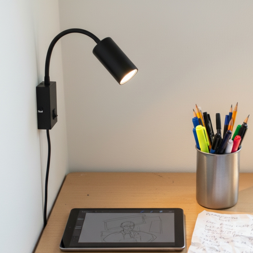 Globo - Гибкая настенная лампа 1xGU10/25W/230V черный