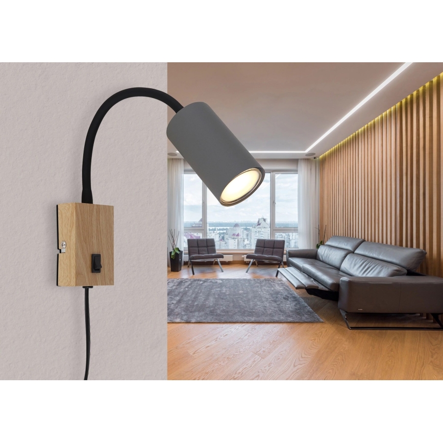 Globo - Гнучкий настінний світильник 1xGU10/25W/230V сірий/коричневий