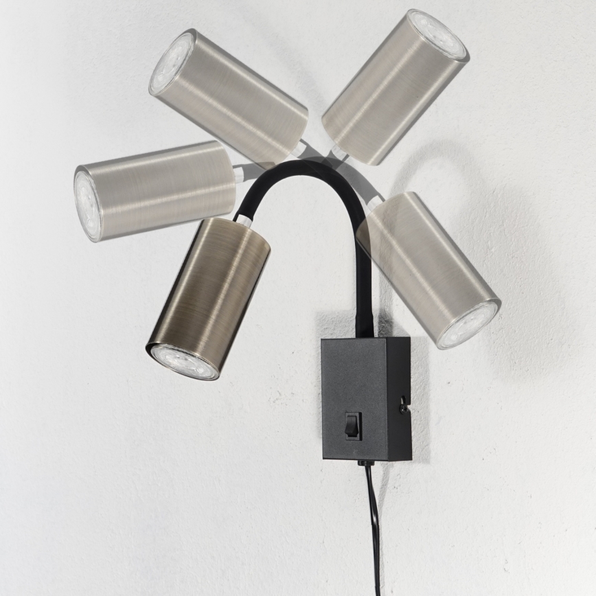 Globo - Гибкая настенная лампа 1xGU10/25W/230V черная/латунь