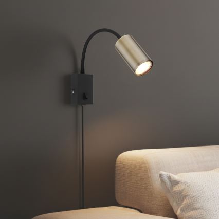 Globo - Гнучкий настінний світильник 1xGU10/25W/230V чорний/латунь
