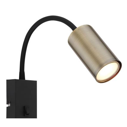 Globo - Гнучкий настінний світильник 1xGU10/25W/230V чорний/латунь