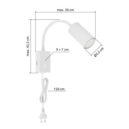 Globo - Гибкая настенная лампа 1xGU10/25W/230V белая