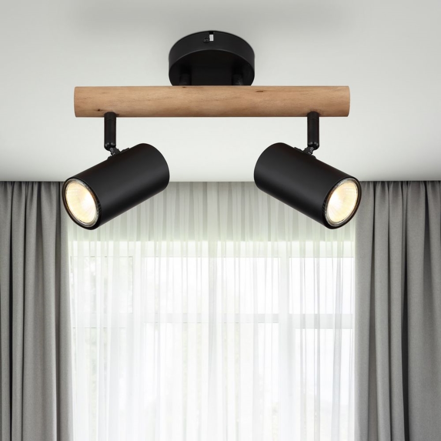 Globo - Точковий світильник 2xGU10/5W/230V дерево/метал