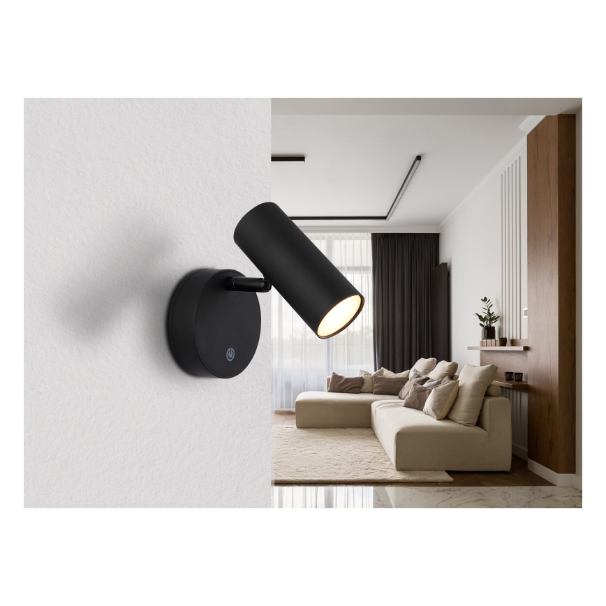 Globo - LED диммируемый перезаряжаемый настенный точечный светильник LED/0,4W/3,7V 1800 mAh черный