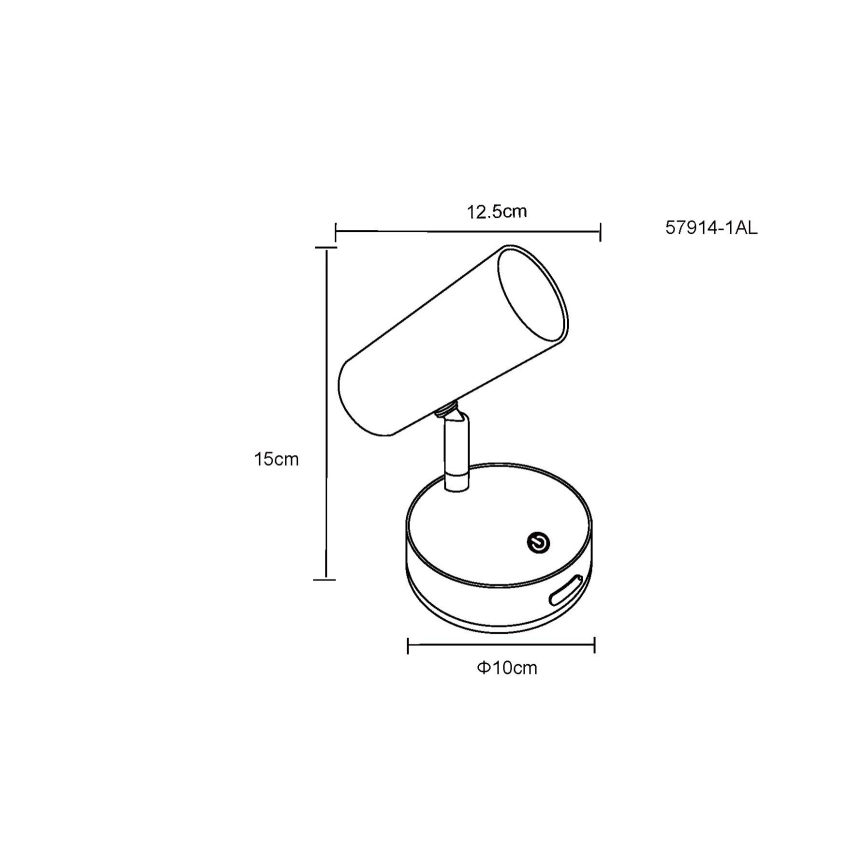 Globo - LED диммируемый перезаряжаемый настенный точечный светильник LED/0,4W/3,7V 1800 mAh черный