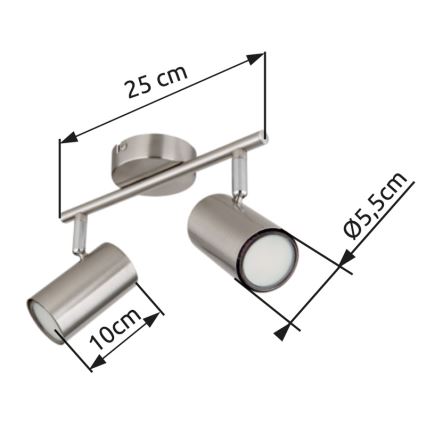 Globo - Точечный светильник 2xGU10/25W/230V матовый хром