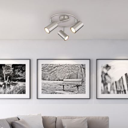 Globo - Точечный светильник 3xGU10/25W/230V матовый хром