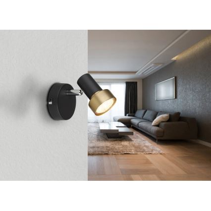 Globo - Настенный точечный светильник 1xGU10/25W/230V черный/золотистый