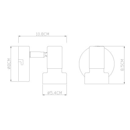 Globo - Настенный точечный светильник 1xGU10/25W/230V черный/серебристый
