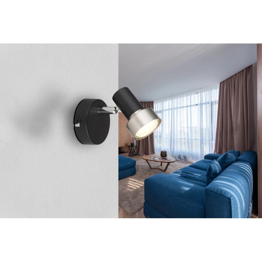 Globo - Настінний точковий світильник 1xGU10/25W/230V чорний/срібний