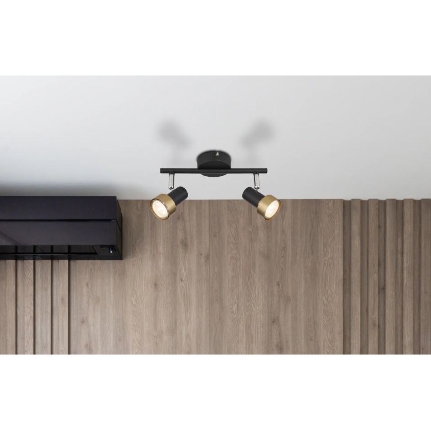 Globo - Точечный светильник  2xGU10/25W/230V черный/золотистый