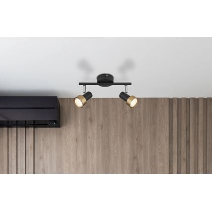 Globo - Точковий світильник  2xGU10/25W/230V чорний/золотий