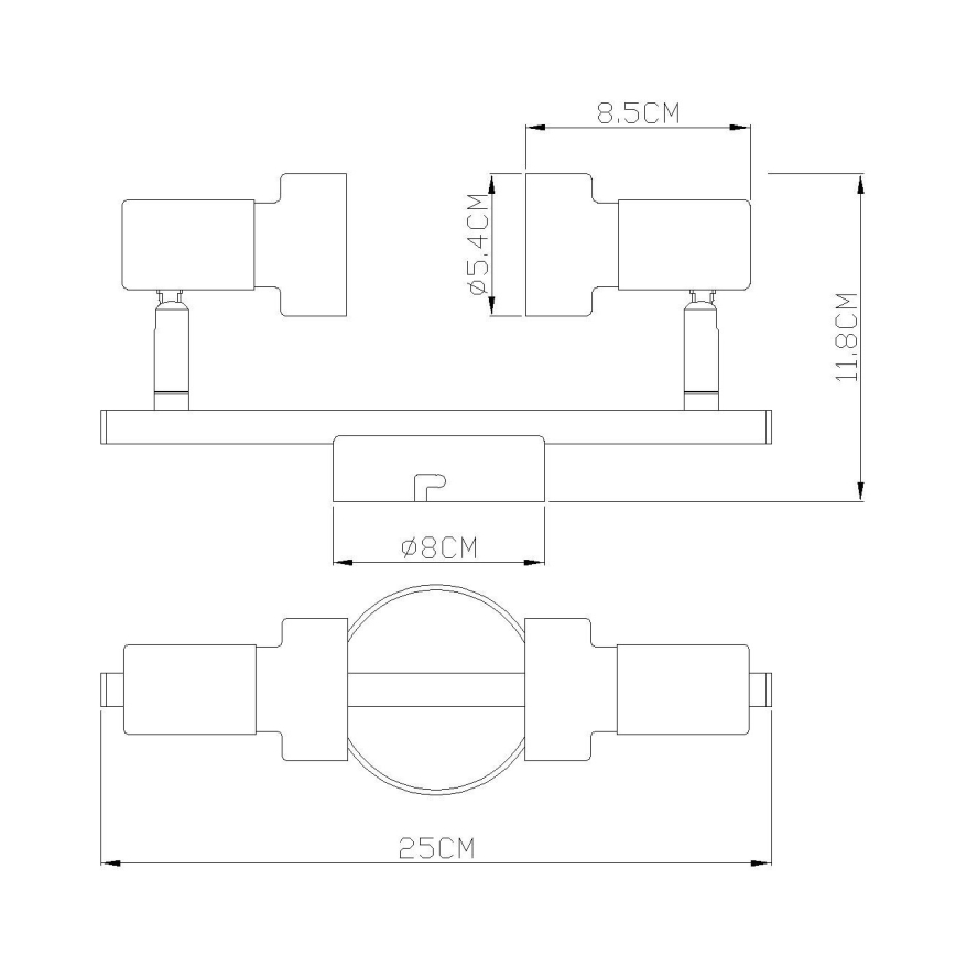 Globo - Точковий світильник  2xGU10/25W/230V чорний/золотий