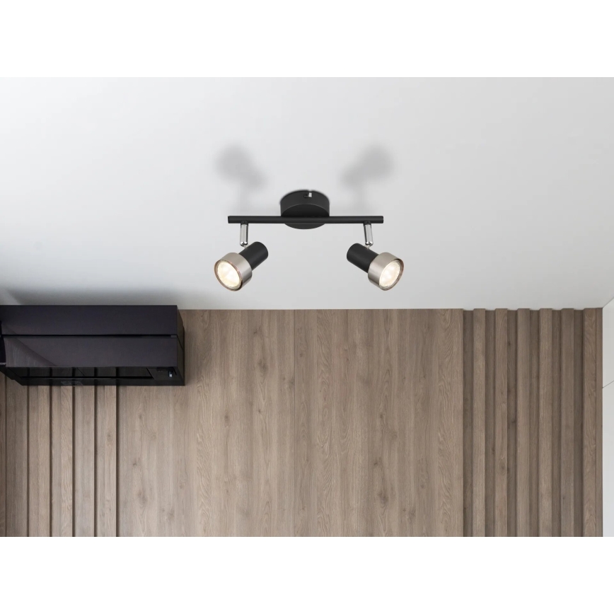 Globo - Точковий світильник  2xGU10/25W/230V чорний/срібний