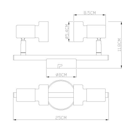 Globo - Точковий світильник  2xGU10/25W/230V чорний/срібний
