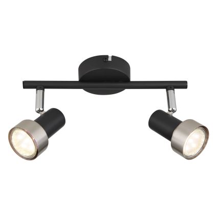 Globo - Точковий світильник  2xGU10/25W/230V чорний/срібний
