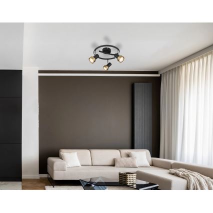 Globo - Точечный светильник  3xGU10/25W/230V черный/золотистый