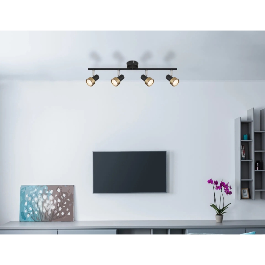 Globo - Точечный светильник  4xGU10/25W/230V черный/золотистый