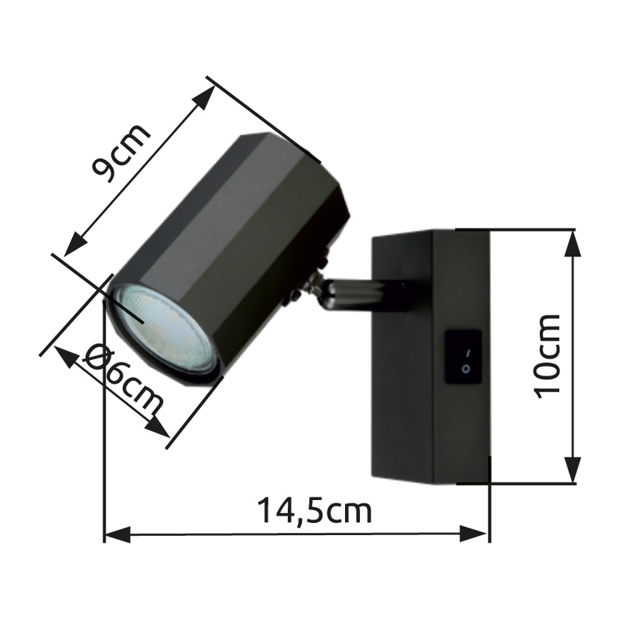 Globo - Настенный точечный светильник 1xGU10/25W/230V черный