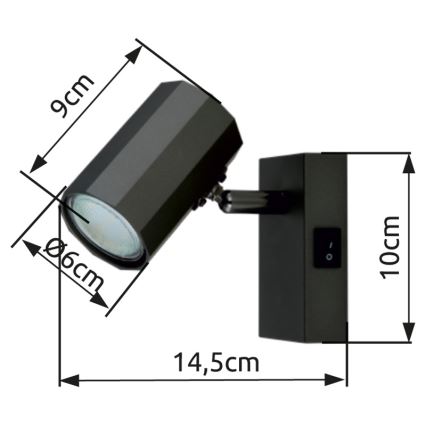 Globo - Настінний точковий світильник 1xGU10/25W/230V чорний