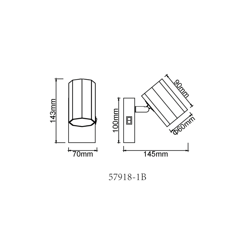 Globo - Настенный точечный светильник 1xGU10/25W/230V черный