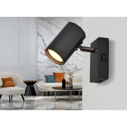 Globo - Настінний точковий світильник 1xGU10/25W/230V чорний
