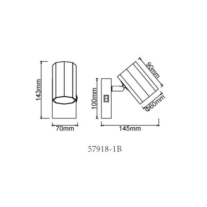 Globo - Настінний точковий світильник 1xGU10/25W/230V чорний