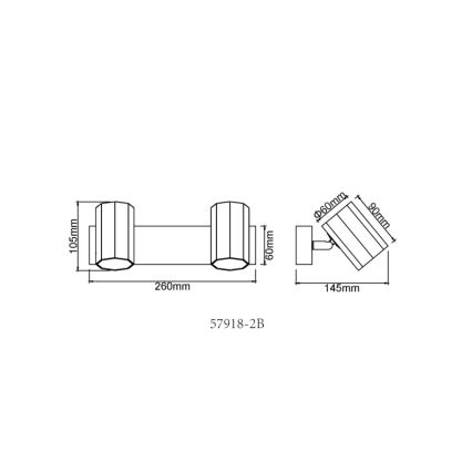 Globo - Точечный светильник 2xGU10/25W/230V черный