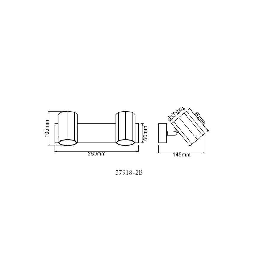 Globo - Точечный светильник 2xGU10/25W/230V черный