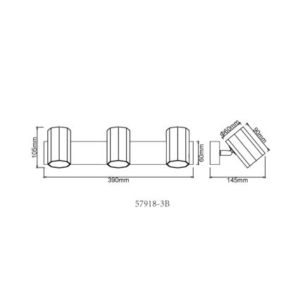 Globo - Точечный светильник 3xGU10/25W/230V черный
