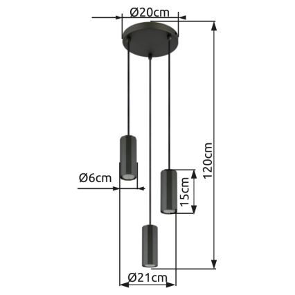 Globo - Підвісна люстра 3xGU10/25W/230V чорний