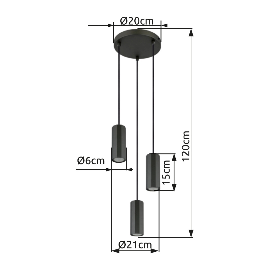 Globo - Підвісна люстра 3xGU10/25W/230V чорний