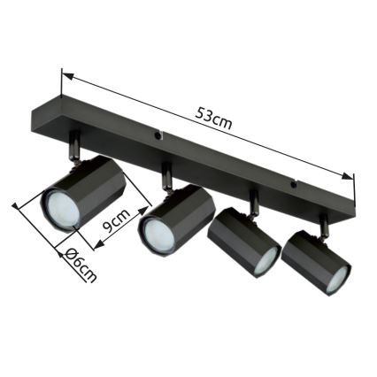 Globo - Точечный светильник 4xGU10/25W/230V черный