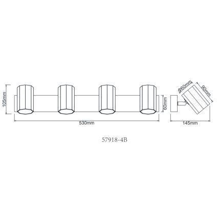 Globo - Точечный светильник 4xGU10/25W/230V черный