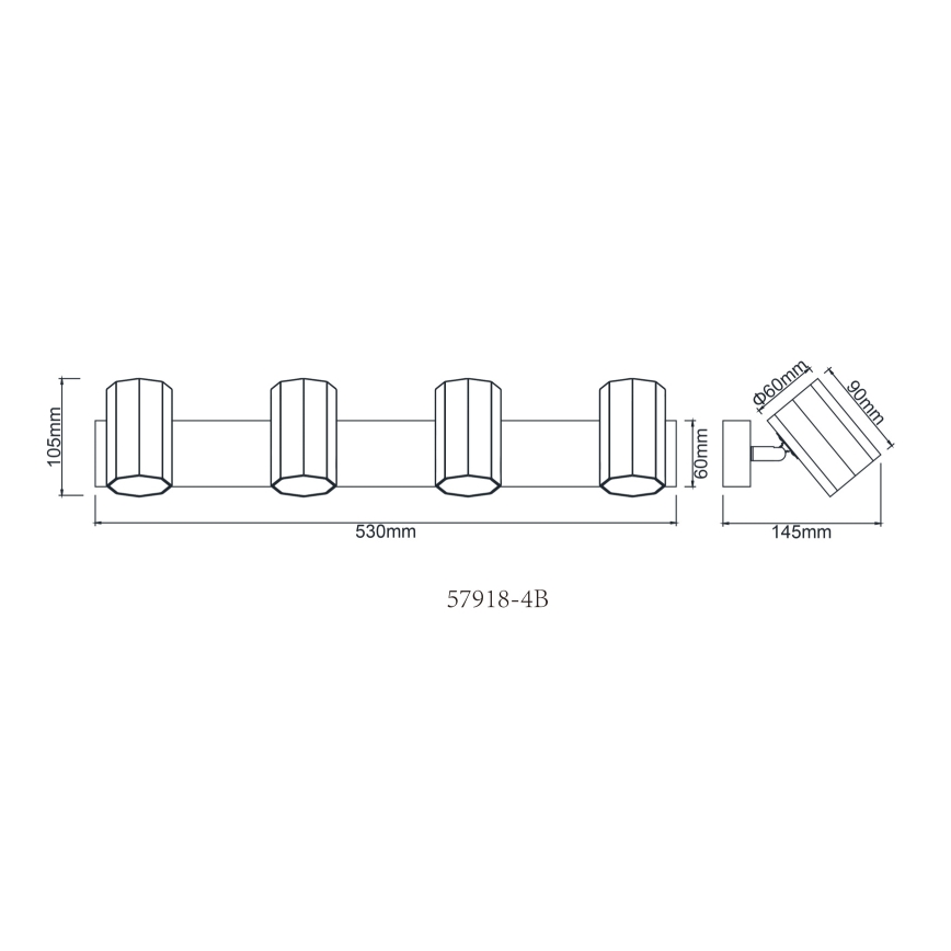 Globo - Точечный светильник 4xGU10/25W/230V черный