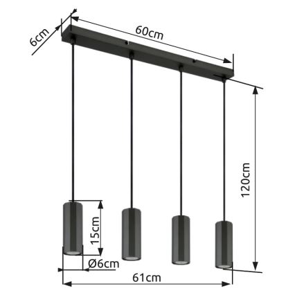 Globo - Подвесная люстра 4xGU10/25W/230V черный