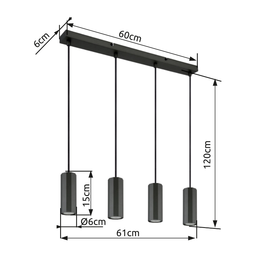 Globo - Подвесная люстра 4xGU10/25W/230V черный