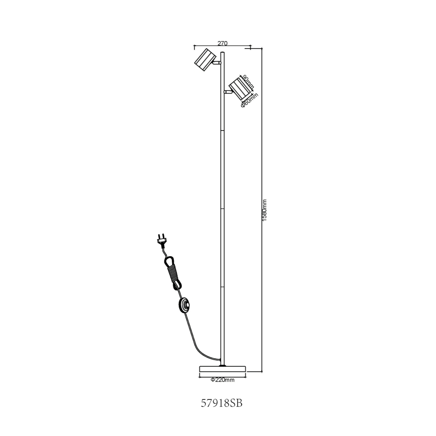 Globo - Торшер 2xGU10/5W/230V черный