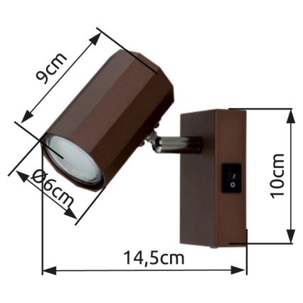 Globo - Настінний точковий світильник 1xGU10/25W/230V коричневий