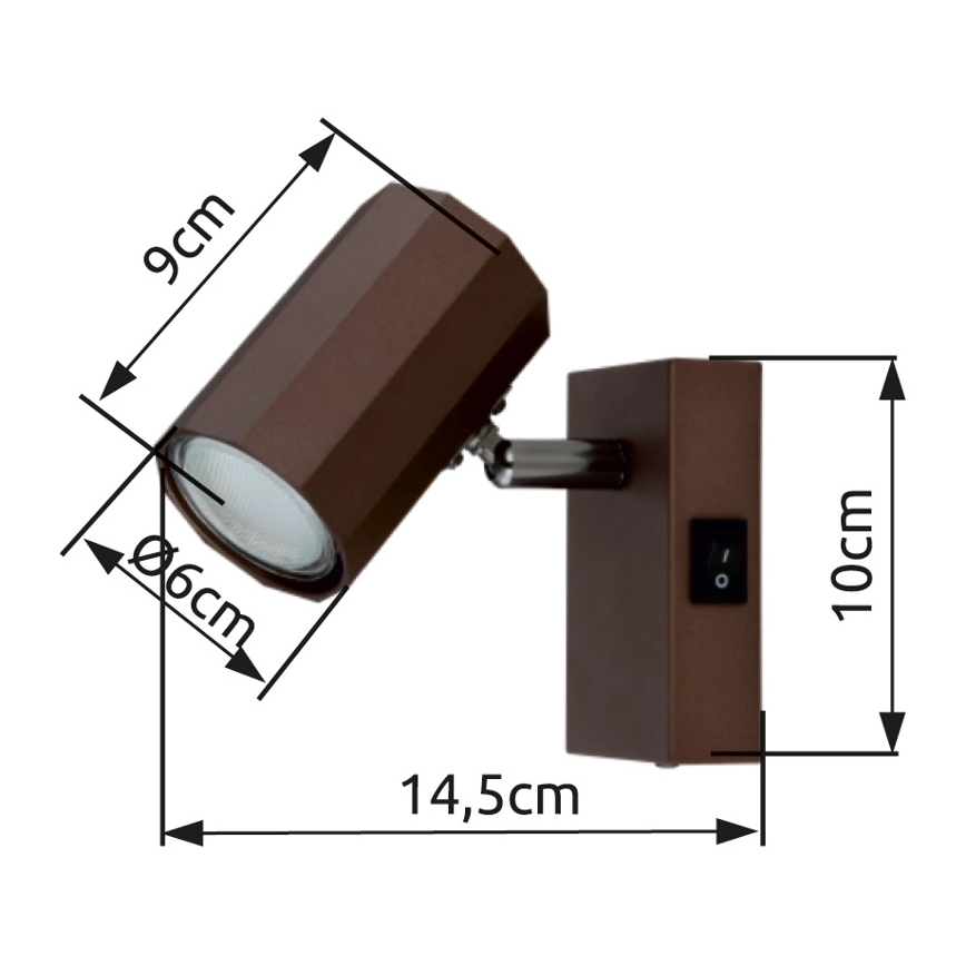 Globo - Настінний точковий світильник 1xGU10/25W/230V коричневий