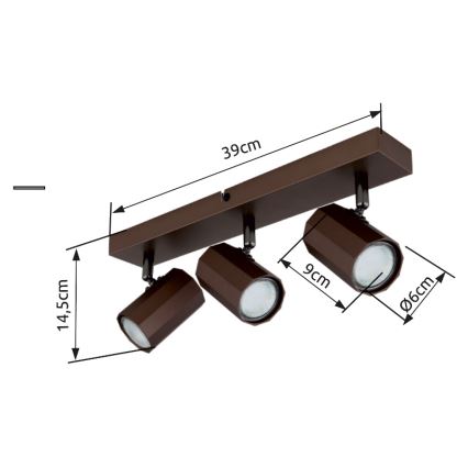 Globo - Точечный светильник 3xGU10/25W/230V коричневый