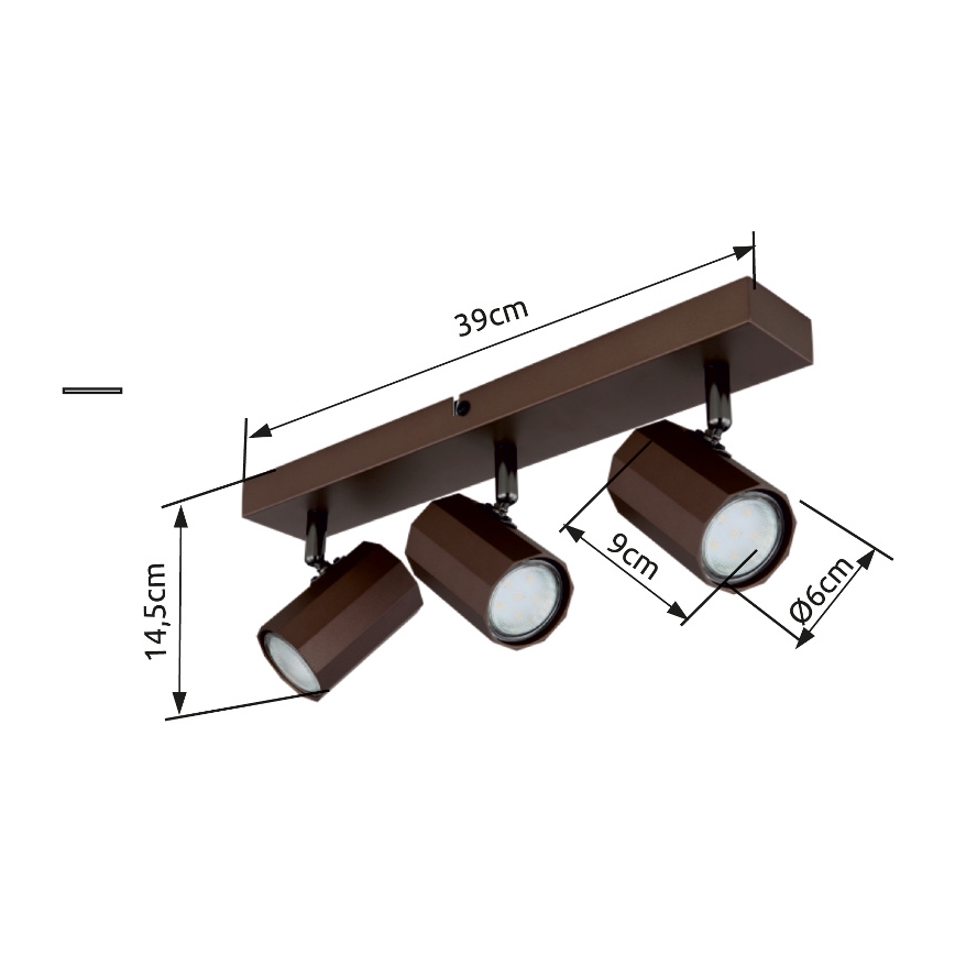 Globo - Точковий світильник 3xGU10/25W/230V коричневий