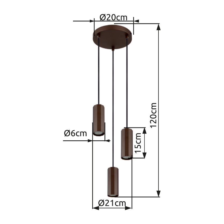 Globo - Підвісна люстра 3xGU10/25W/230V коричневий