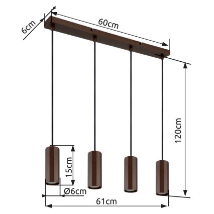 Globo - Підвісна люстра 4xGU10/25W/230V коричневий