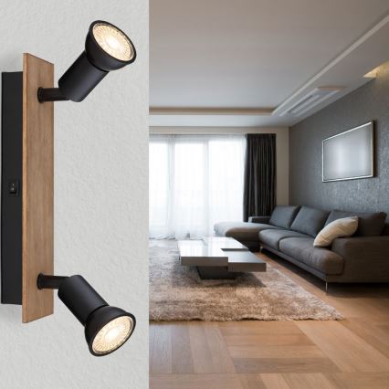 Globo - Точечный светильник 2xGU10/35W/230V дерево/черный