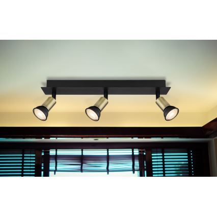 Globo - Точечный светильник 3xGU10/35W/230V черная/латунная