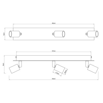 Globo - Точковий світильник 3xGU10/35W/230V чорний/латунь