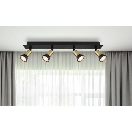 Globo - Точечный светильник 4xGU10/35W/230V черная/латунная