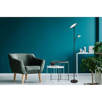 Globo - Светодиодный торшер с регулированием яркости LED/20W/230V+ LED/5W 3000/4000/6500K черный