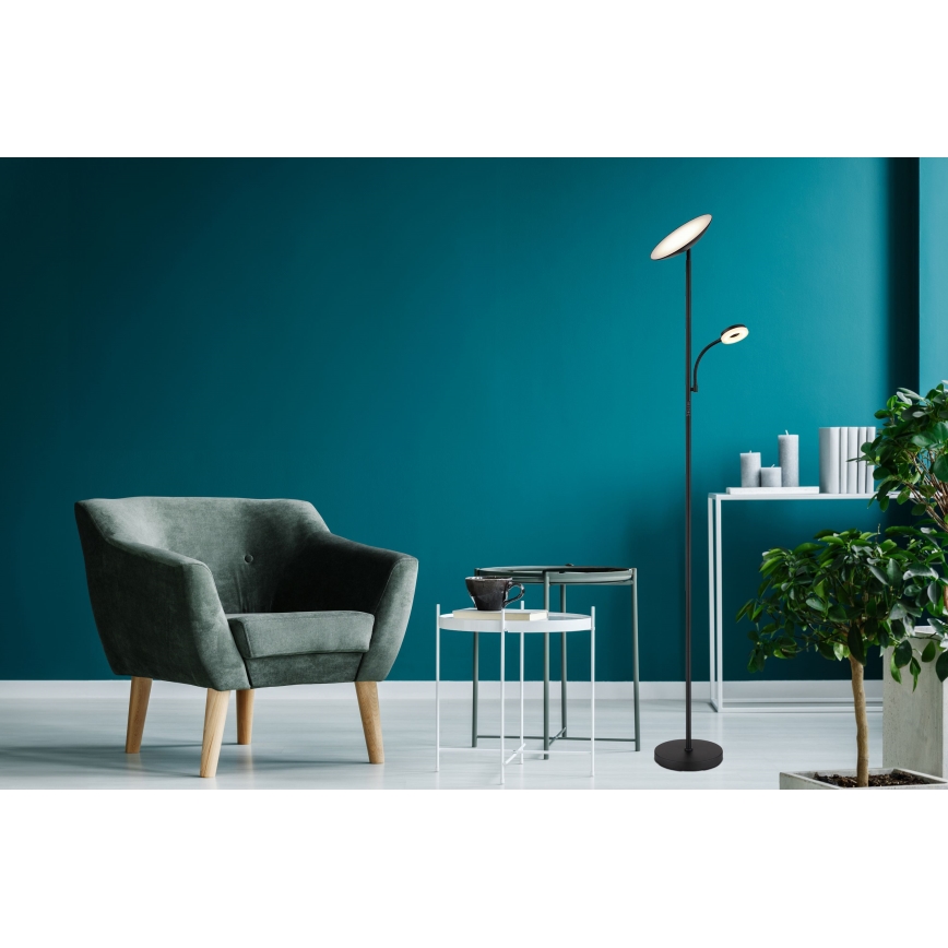 Globo - Светодиодный торшер с регулированием яркости LED/20W/230V+ LED/5W 3000/4000/6500K черный